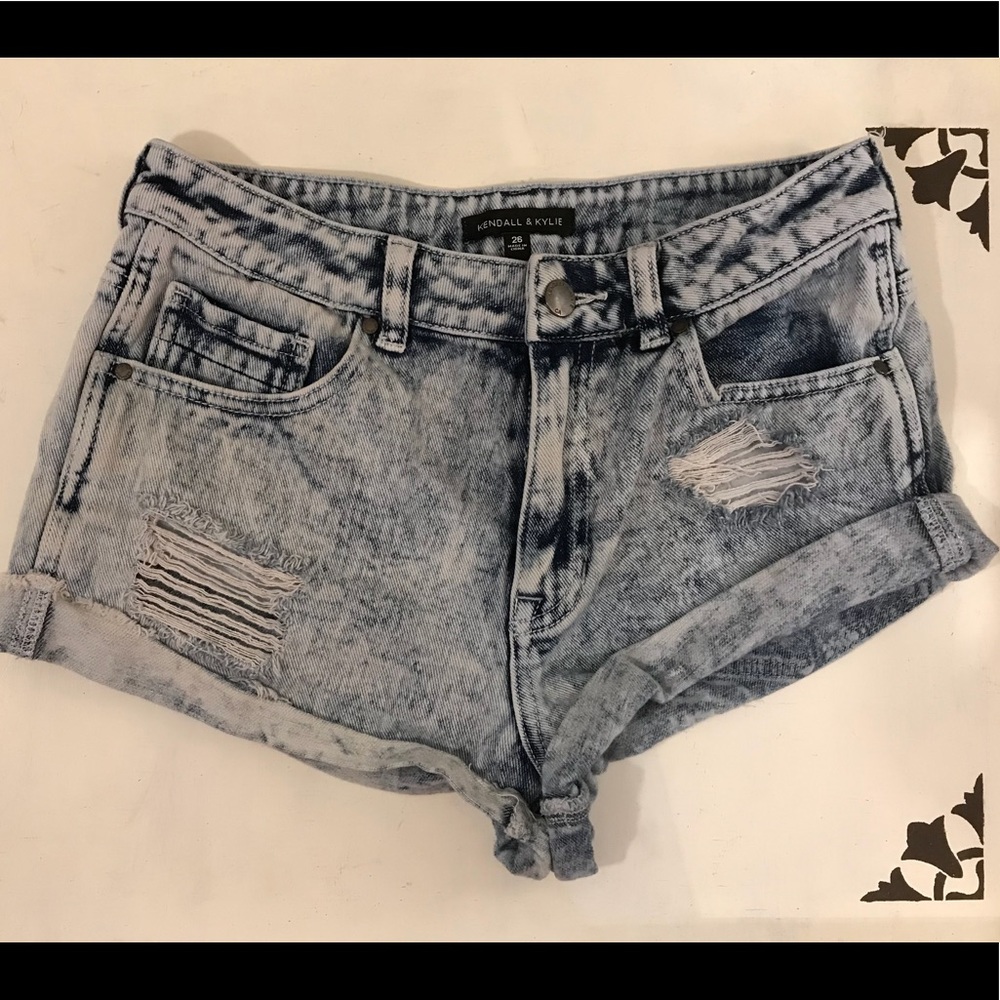 Acid Washed Distressed Short Shorts